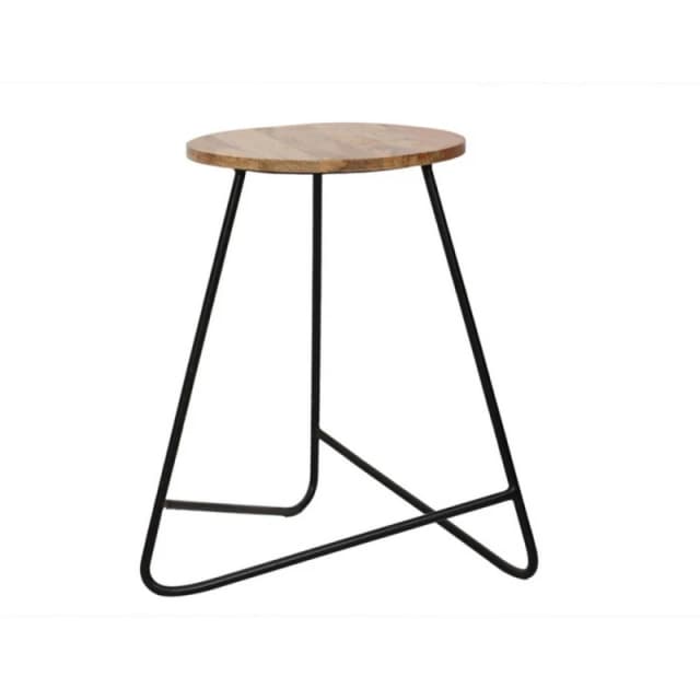 Jaipur Furniture Ltd Ravi Single Stool - Mango Wood/Iron - L38 x W38 x H51cm - Mango Light Finish in Brown Brown Unisex