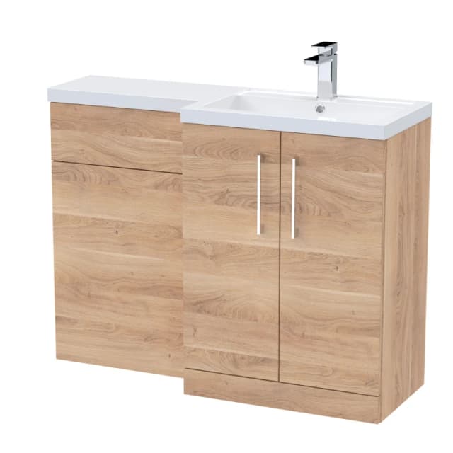 Balterley Vanity Basin and WC Unit Right Hand Bleached Cuneo Oak 1100mm x 390mm Brown