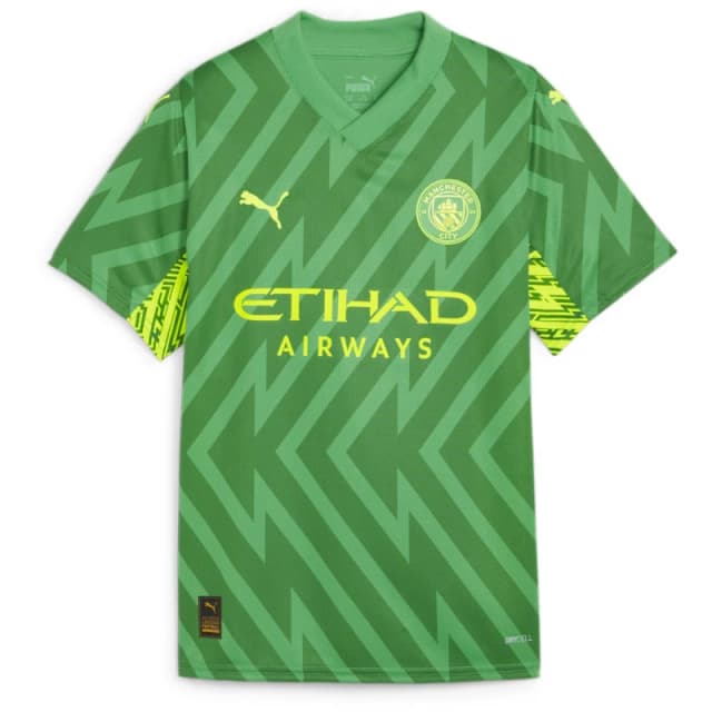 Puma Mcfc Gk Jersey Replica Ss Jr Goalkeeper Top Unisex Kids Green unisex 5-6 Yrs