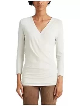Lauren by Ralph Lauren Alayja Wrap Detail Top, Cream, Size L, Women