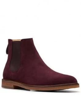 Clarks Clarkdale Gobi Suede Chelsea Boots - Burgundy