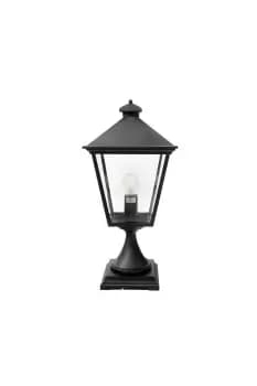 Turin Grande 1 Light Outdoor Pedestal Lantern Black IP54 E27