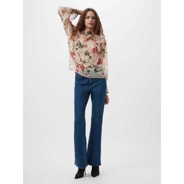 French Connection Womens Hallie Long Sleeve Blouse Crm/Scarlet Red female 8 (XS)