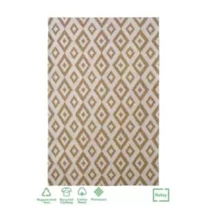 Relay Recycled Cotton Diamond Rug Mustard 100X150Cm