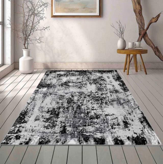 Serenity Modern Abstract Acrylic Contemporary Area Rugs Black 160X230 Cm