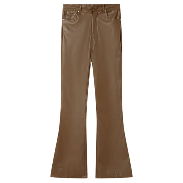 Sixth June Womens Faux Leather Trousers Sixth June Flare Marron Female S
