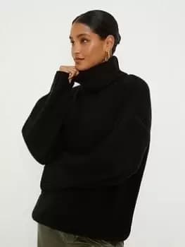 Dorothy Perkins Roll Neck Chunky Jumper - Black Size M Women