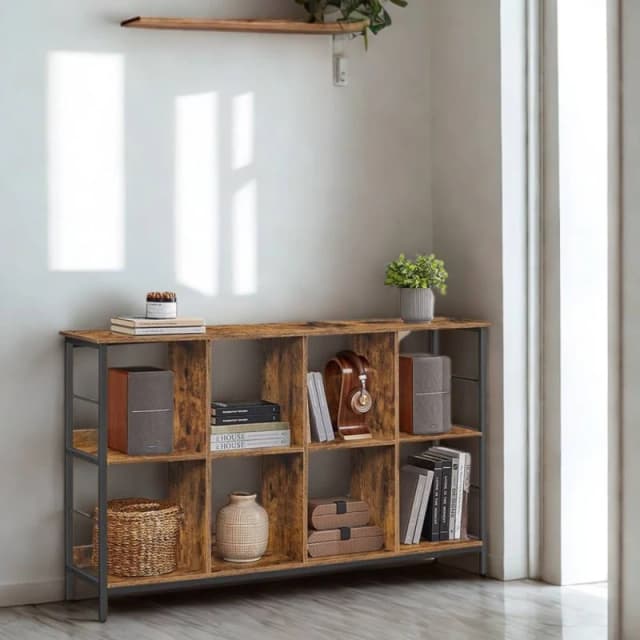 Pirlo Plush Industrial 3 Tier Wide Bookcase Storage Shelves Unit in Brown Brown Unisex