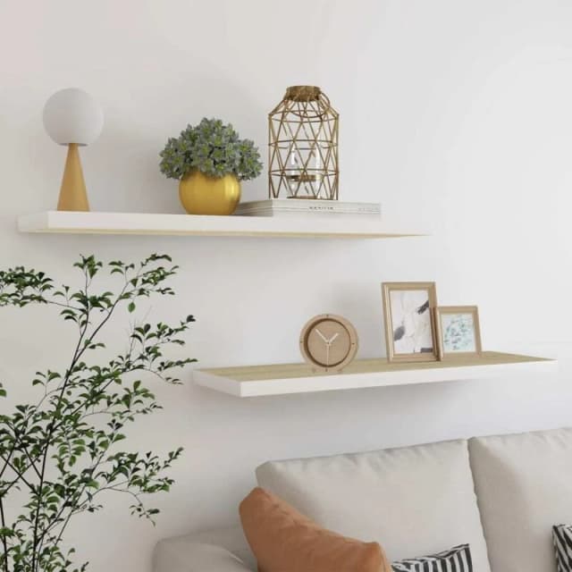 VIDAXL Vidaxl - Floating Wall Shelves 2 pcs Oak and White 90x23.5x3.8cm mdf 8720286416846