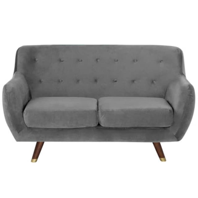 Beliani Sofa 2 Seater Bodo Velvet Grey