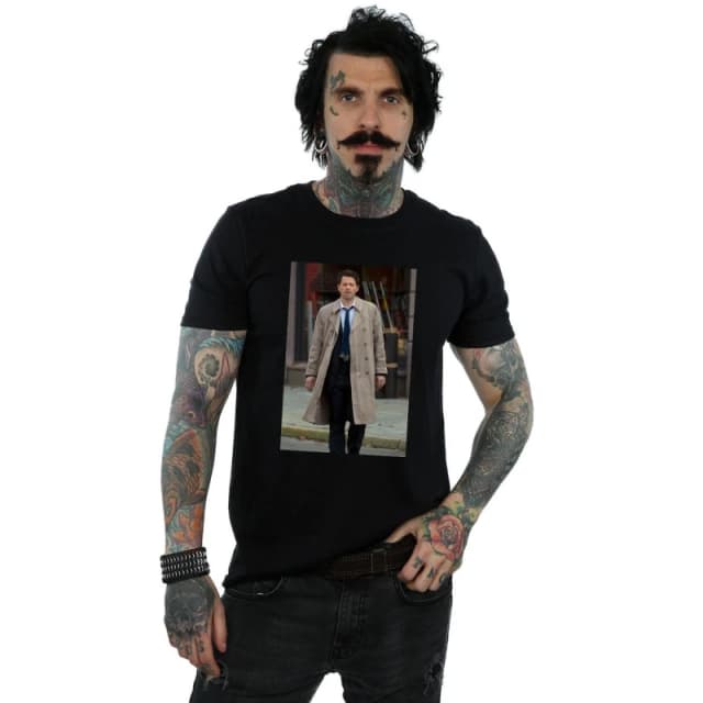 Supernatural Supernatural Men Castiel Photograph T-Shirt in Black Size: Small Black S Male 5057972551943