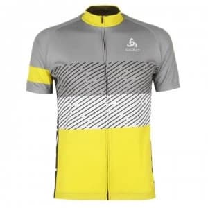 Odlo Mens Active Short Sleeve Cycling Jersey - Grey/Yellow