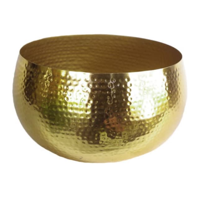 Leaf XL Metal Bowl Planter 32 x 20cm Hammered Gold Colour - Straight Edge Size: 32 x 20cm Gold Unisex 32 x 20 cm