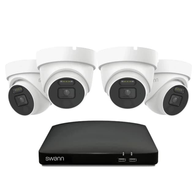 Swann 4K Wired DVR CCTV 4 Dome Camera Kit 8 Channel 1TB HDD Storage