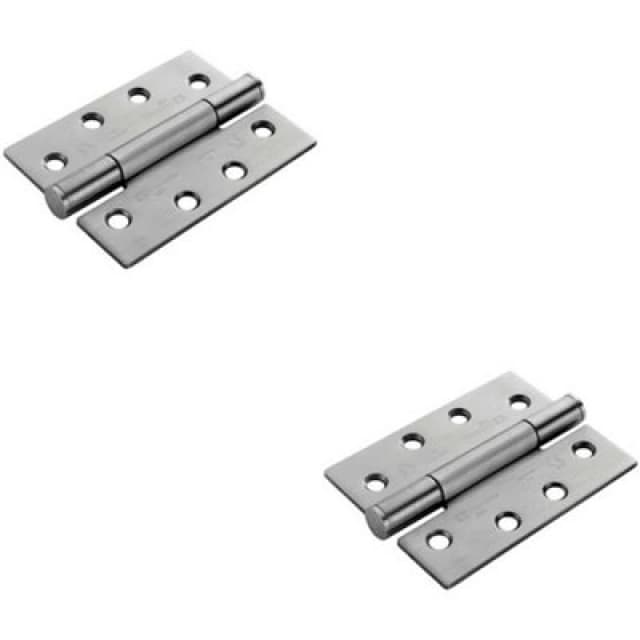Loops 2x PAIR 100 x 75 x 3mm Concealed 14 Bearing Hinge Satin Steel Internal Door Metallics