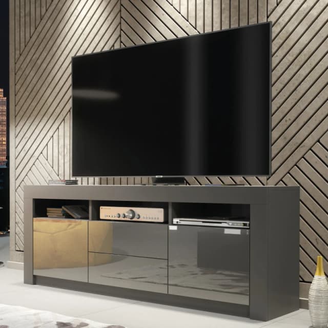 Creative Furniture Creative Furniture TV Unit 160cm Modern - Dark Grey with High Gloss Doors Dark Grey One Size Unisex 5061075249997