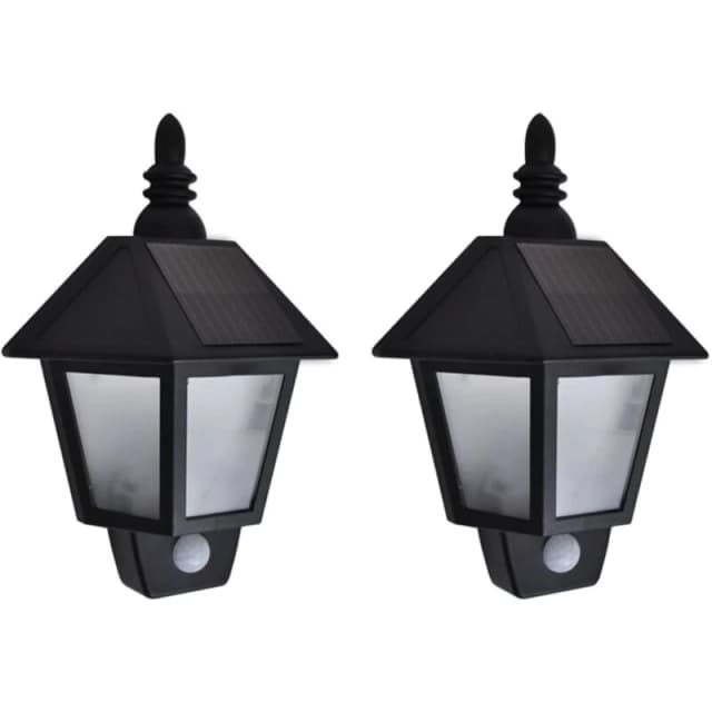 VIDAXL Solar Wall Lamps 2 pcs with Motion Sensor Black Vidaxl 8719883695846
