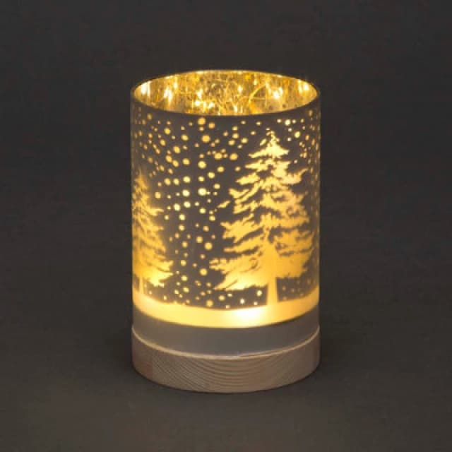 Shatchi 15cm Christmas Decorated Vase Table Forest Snowfall Scene Silver Silver