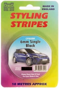 Single Stripe - Black - 6mm - 10m Length- CASTLE PROMOTIONS- CPS02BK