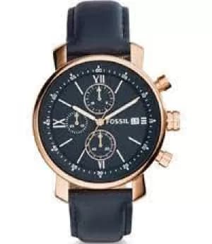 Fossil Men Rhett Chronograph Navy Leather Watch