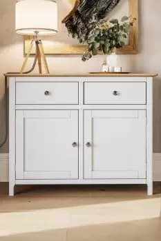2 Door 2 Drawer Solid Oak Sideboard Ready Assembled Linen - Taberno