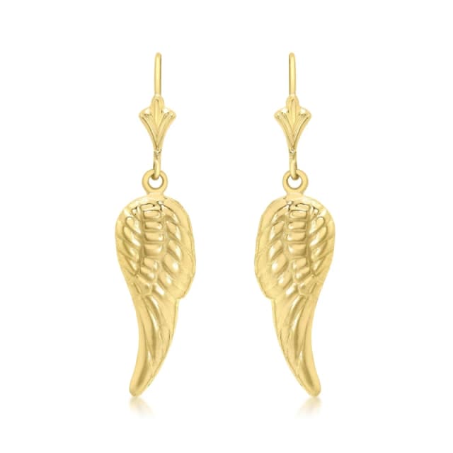 Be You 9ct Gold Angel-Wing Drop Earrings Yellow Gold female One Size