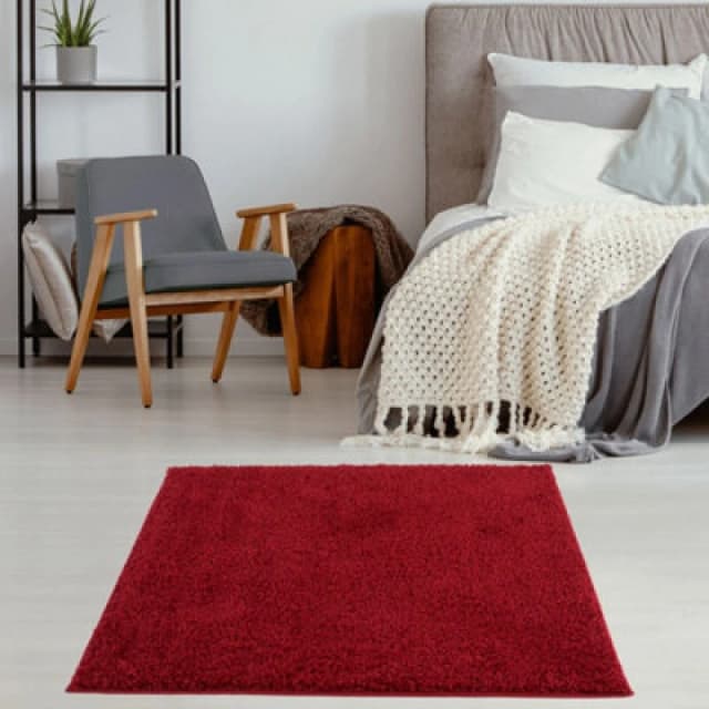 The Rugs Myshaggy Collection Living Room Rugs Solid Design Red