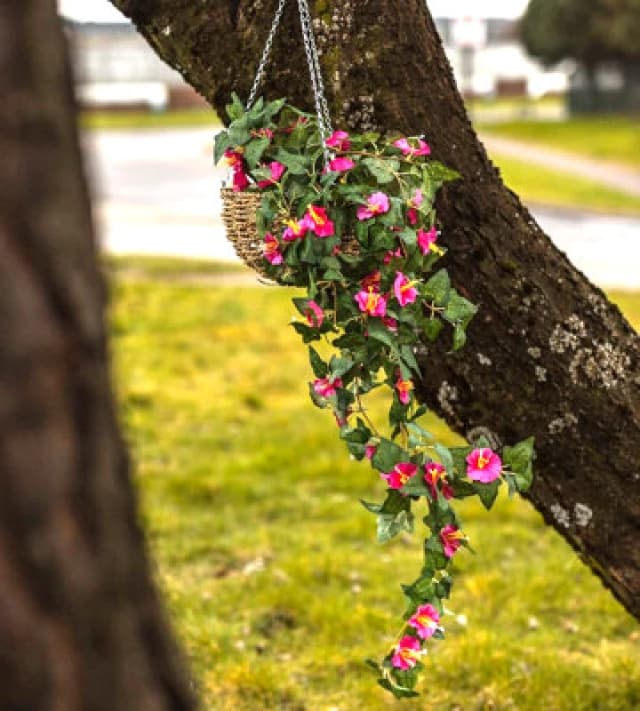 Marco Paul Artificial Purple Flower Hanging Basket Garden