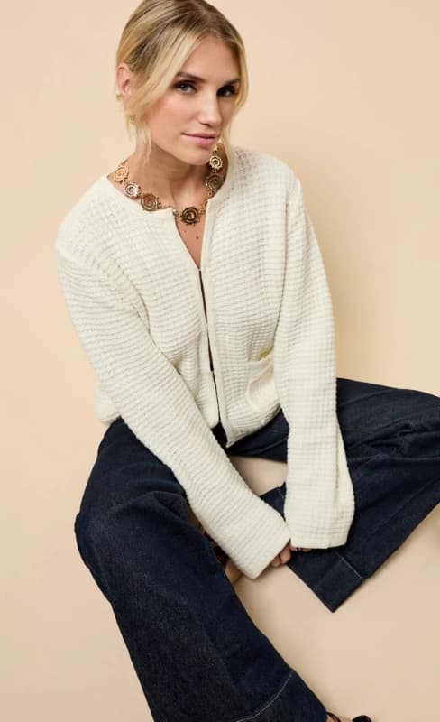 Little Mistress Little Mistress Pocket Detail Cardigan Cream - Little Mistress - Size: L Cream Female L RF77301