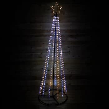 13ft 4m Premier Christmas Outdoor Black Pin Wire LED Pyramid Maypole Tree in Warm & Cool White Mix
