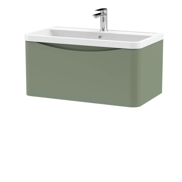 Balterley Wall Hung 1 Drawer Vanity Basin Unit Polymarble Basin Green 800mm Green