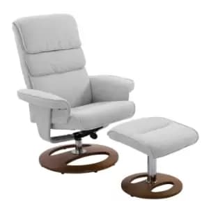 HOMCOM Recliner Chair Ottoman Set 360 Swivel Sofa Wood Base - Grey