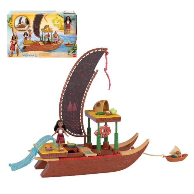 Disney Moana 2 Moana's Adventure Canoe Playset Small Doll