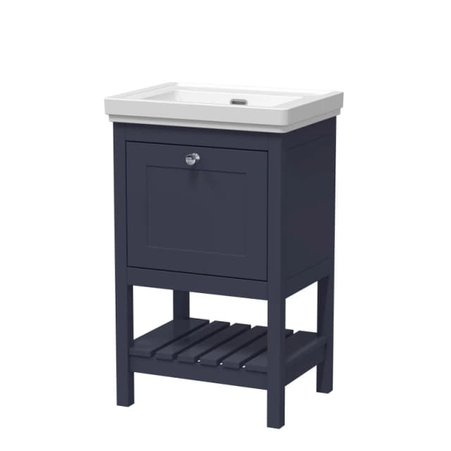Balterley Floor Standing 1 Drawer Vanity 0 Tap Hole Fireclay Basin Blue 500mm Blue