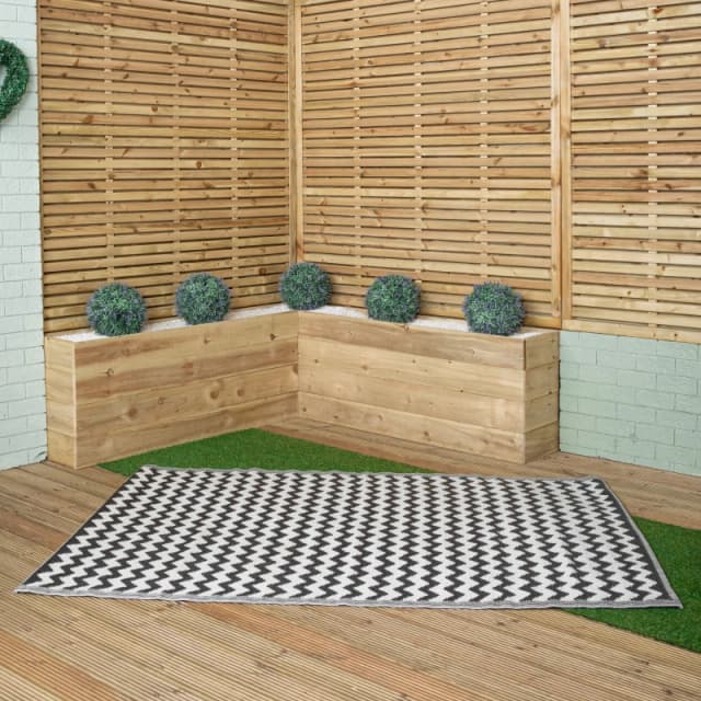 1.5m x 2.1m Atlantis Large Outdoor Alfresco Patio Rug Mat in Onyx