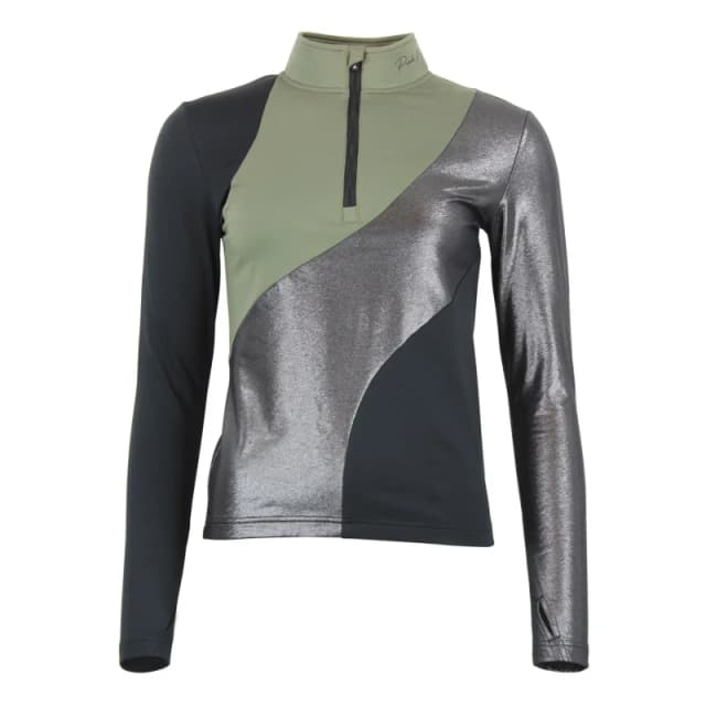 Womens long sleeve zip-up base layer Peak Mountain Aramis Vert Female L