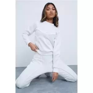 I Saw It First Off White Seam Corset Detail Sweatshirt And Jogger Set - White
