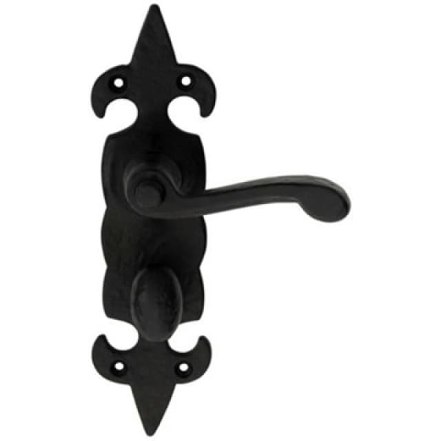 Loops PAIR Forged Scroll Lever Handle on Bathroom Backplate 206 x 57mm Black Antique Black