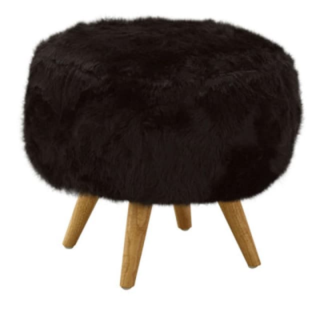 Premier Housewares Interiors by Premier Black Fur Effect Cabaret Stool Black