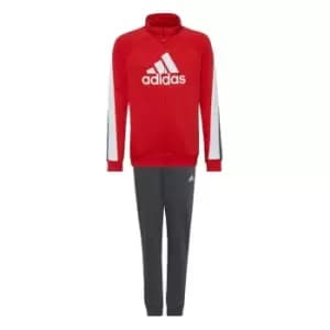 adidas Colorblock Big Badge of Sport Tracksuit Kids - Vivid Red / Black / Grey Six