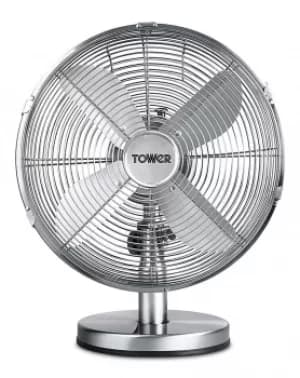 Tower 12 Chrome Metal Desk Fan