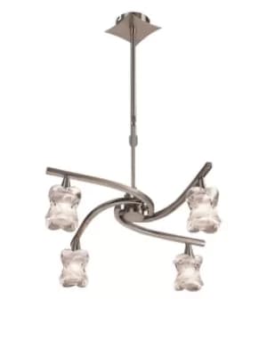 Rosa Telescopic Ceiling Pendant Semi Flush Convertible 4 Light G9, Satin Nickel