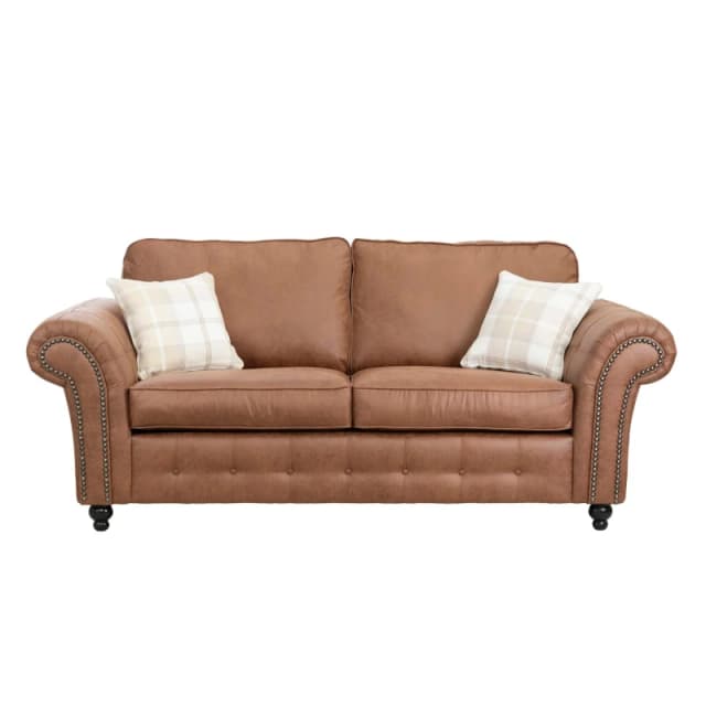 LUXURY LIFE Oakley Suede Fabric 3 Seater Sofa Tan