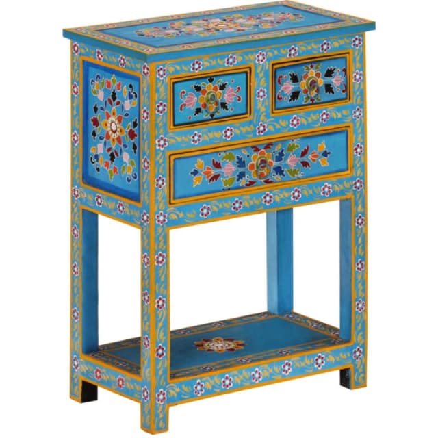 vidaXL Sideboard Turquoise 55x30x76cm Solid Wood Mango, Multi 355011