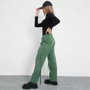 I Saw It First Utility Pocket Wide Leg Trousers - Green