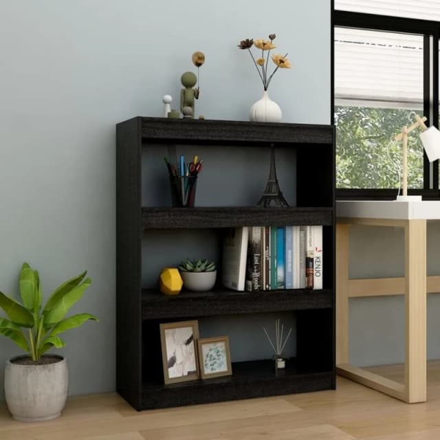 VIDAXL Book Cabinet/Room Divider Black 100x30x103cm Solid Pinewood vidaXL 8720286609170