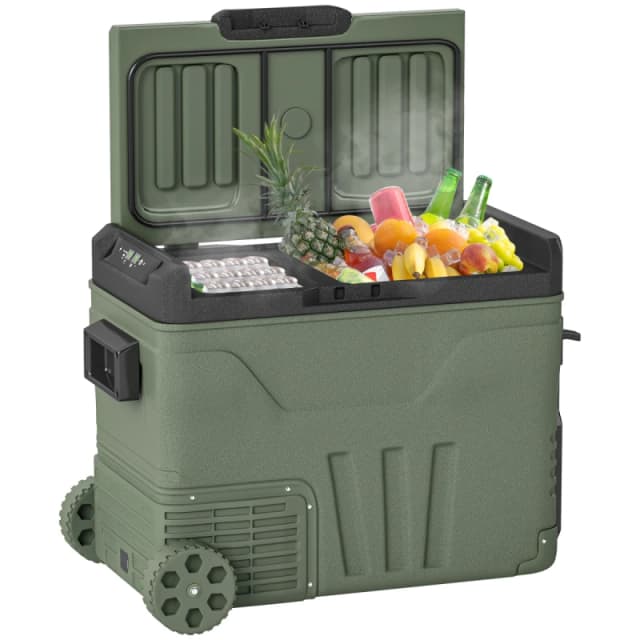 Outsunny Outsunny 45L Camping Fridge Freezer Dual Zone Car Fridge, DC & AC, -20-20