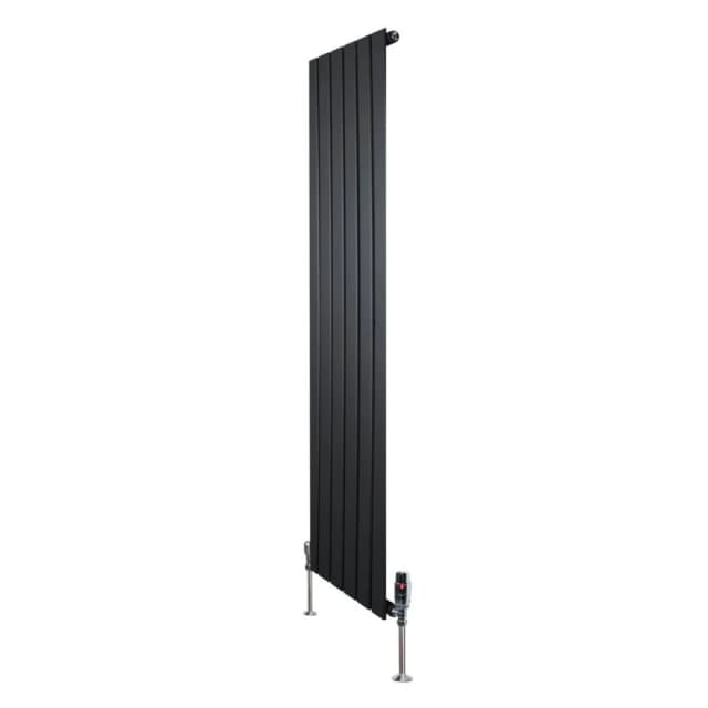 Monstershop Flat Single Column Radiator & Valves - 1600mm x 420mm - Black Unisex