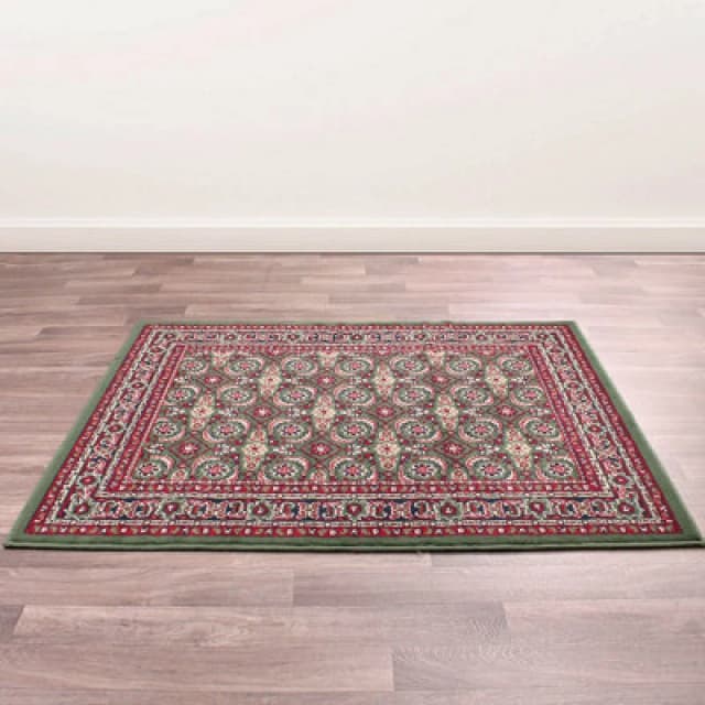 Traditional Green Bordered Floral Rug For Dining Room-160Cm X 230Cm