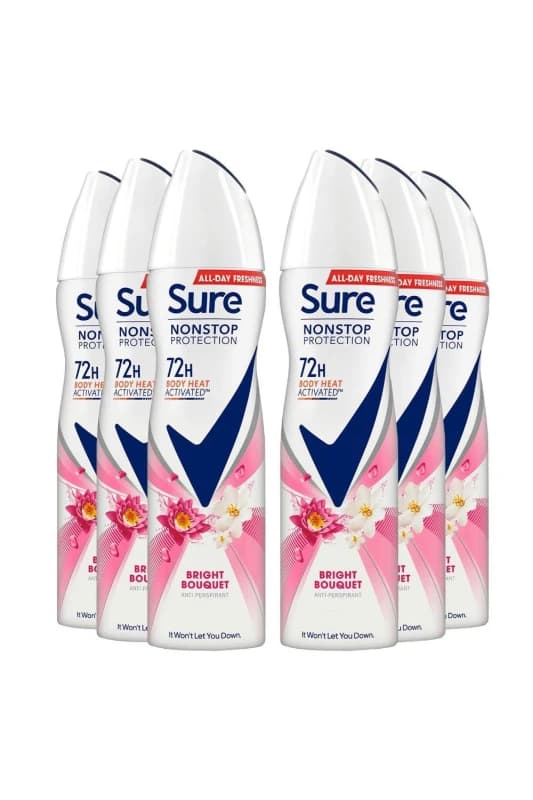 Sure Women 'Anti-Perspirant' 72H Protection Deo Bright Bouquet, 6x150ml White female